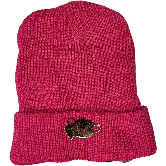 Pink Golden Metal Chosen Beanie