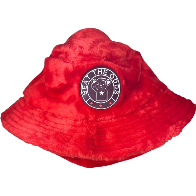 Red Fuzzy Bucket Hat